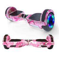 Hoverboard Infantil Skate Elétrico Led Rosa Camuflado