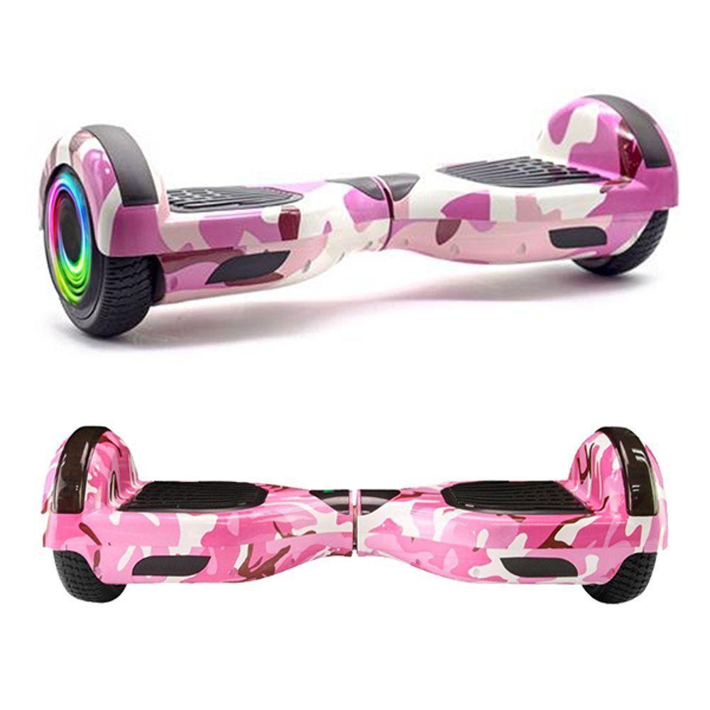 Hoverboard Infantil Skate Elétrico Led Rosa Camuflado - 1