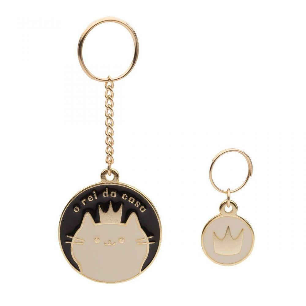 Chaveiro E Placa Pet Gato Rei Da Casa - 1