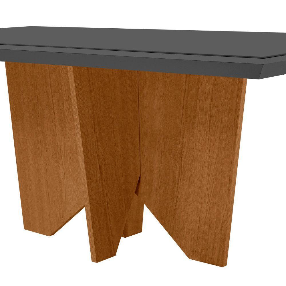 Mesa Para Sala De Jantar Evora 180cm Em Mdf E Vidro Grafite/ Imbuia/ Serig. Grafite - 3