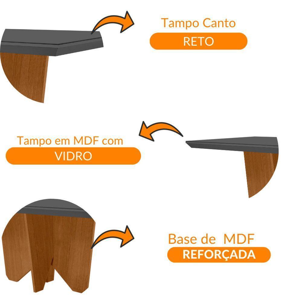 Mesa Para Sala De Jantar Evora 180cm Em Mdf E Vidro Grafite/ Imbuia/ Serig. Grafite - 4