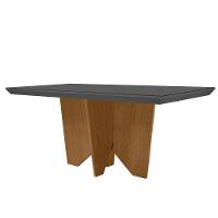 Mesa Para Sala De Jantar Evora 180cm Em Mdf E Vidro Grafite/ Imbuia/ Serig. Grafite - 1
