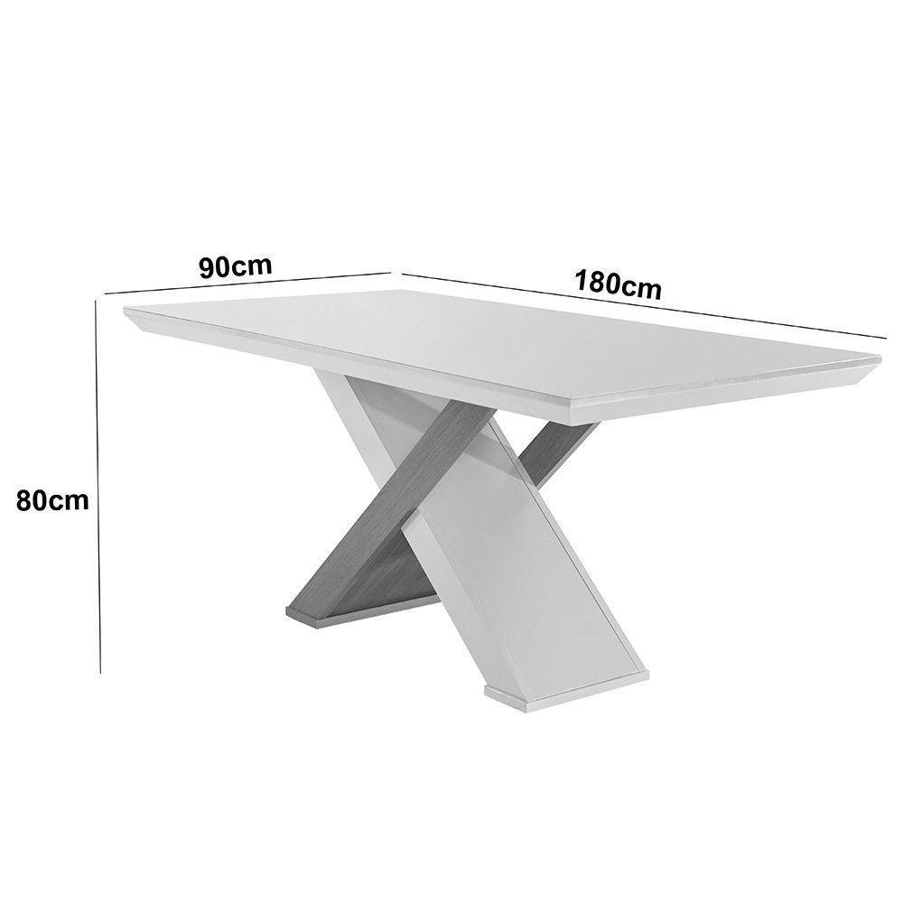 Mesa Sala De Jantar Carol 180cm Em Mdf E Vidro Com Canto Copo Off White/ Imbuia/ Serig. Off - 5