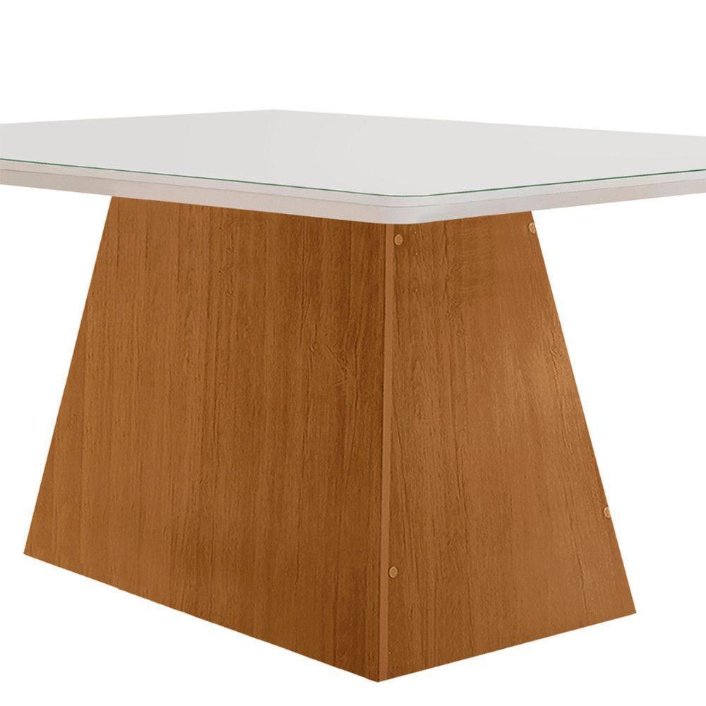 Mesa Sala De Jantar Aida 120cm Em Mdf E Vidro Com Canto Copo Off White/ Imbuia/ Serig. Off - 4