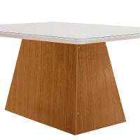 Mesa Sala De Jantar Aida 120cm Em Mdf E Vidro Com Canto Copo Off White/ Imbuia/ Serig. Off