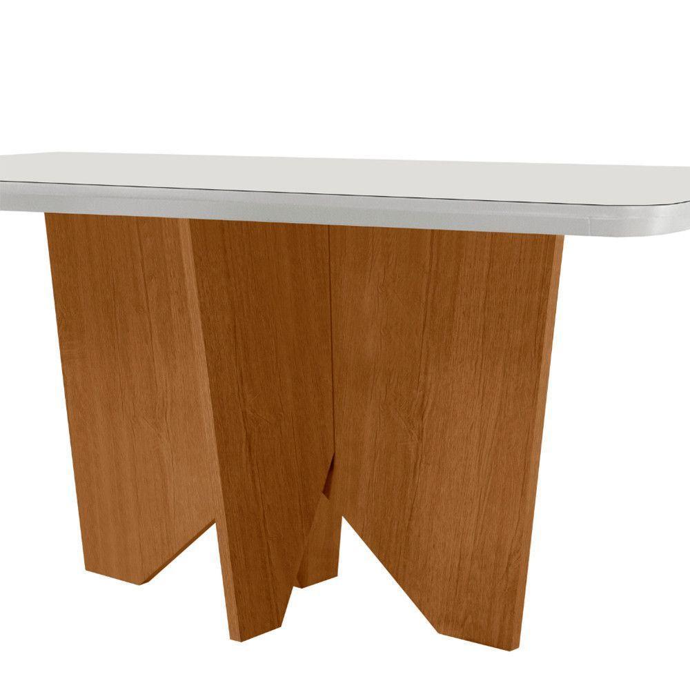Mesa Sala De Jantar Evora 180cm Em Mdf E Vidro Com Canto Copo Off White/ Imbuia/ Serig. Off - 5