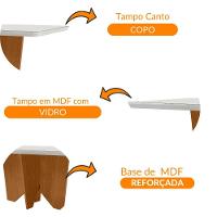 Mesa Sala De Jantar Evora 180cm Em Mdf E Vidro Com Canto Copo Off White/ Imbuia/ Serig. Off