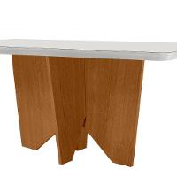 Mesa Sala De Jantar Evora 180cm Em Mdf E Vidro Com Canto Copo Off White/ Imbuia/ Serig. Off - 5