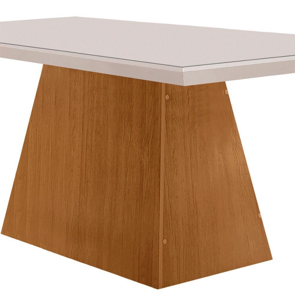 Mesa Para Sala De Jantar Aida 180cm Em Mdf E Vidro Off White/ Imbuia/ Serig. Off - 2