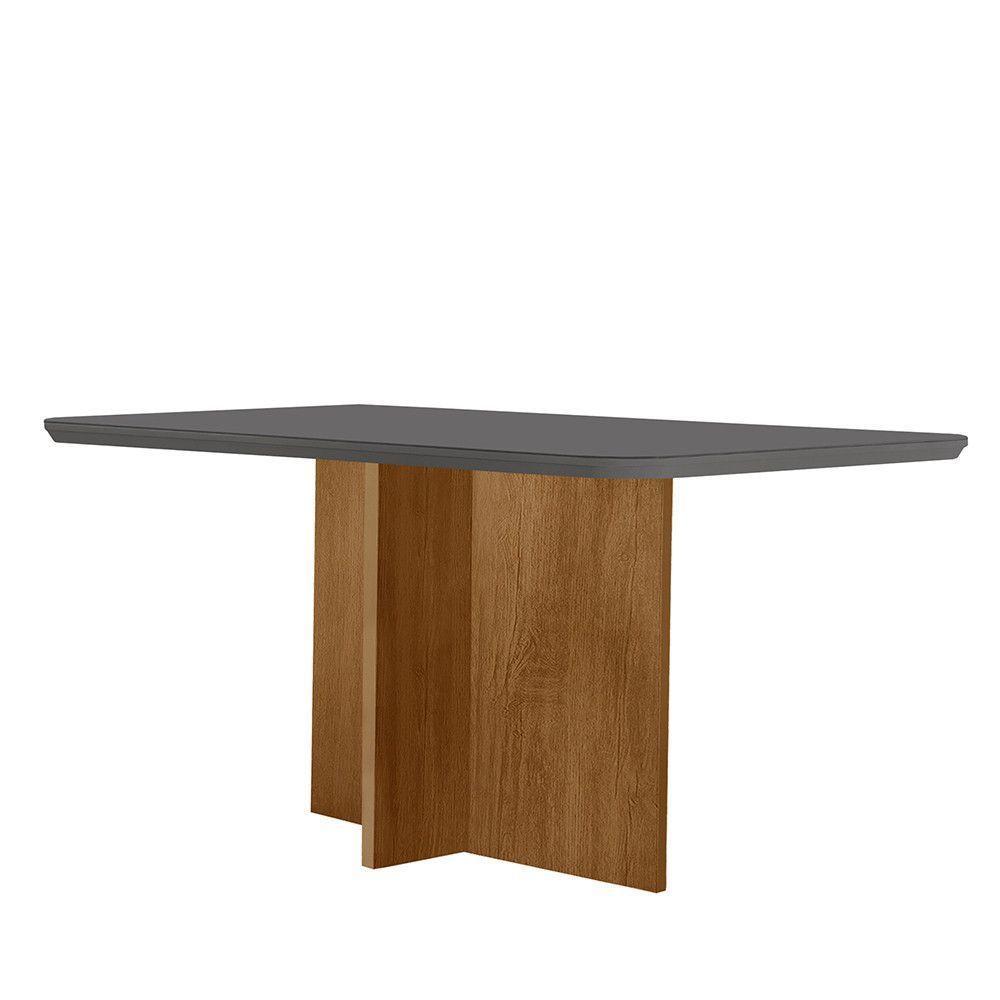 Mesa Sala De Jantar Olimpia 120cm Em Mdf E Vidro Com Canto Copo Grafite/ Imbuia/ Serig. Grafite - 1