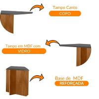 Mesa Sala De Jantar Olimpia 120cm Em Mdf E Vidro Com Canto Copo Grafite/ Imbuia/ Serig. Grafite