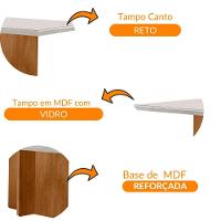 Mesa Para Sala De Jantar Olimpia 120cm Em Mdf E Vidro Canto Reto Off White/ Imbuia/ Serig. Off - 3