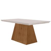 Mesa Para Sala De Jantar Aida 120cm Em Mdf E Vidro Off White/ Imb Rip/ Serig. Off - 1