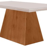 Mesa Para Sala De Jantar Aida 120cm Em Mdf E Vidro Off White/ Imb Rip/ Serig. Off - 2