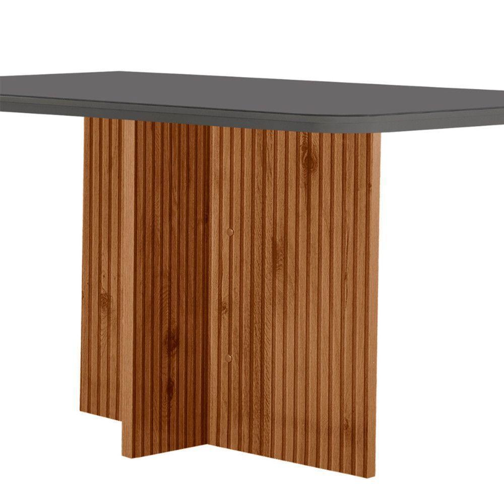 Mesa Sala De Jantar Olimpia 120cm Em Mdf E Vidro Com Canto Copo Grafite/ Imb Rip/ Serig. Grafite - 3