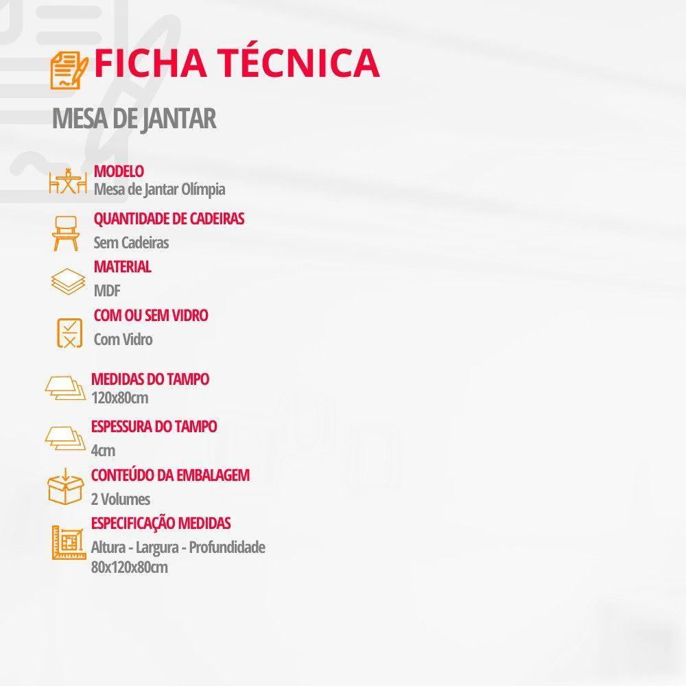 Mesa Sala De Jantar Olimpia 120cm Em Mdf E Vidro Com Canto Copo Grafite/ Imb Rip/ Serig. Grafite - 4