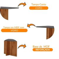 Mesa Sala De Jantar Olimpia 120cm Em Mdf E Vidro Com Canto Copo Grafite/ Imb Rip/ Serig. Grafite