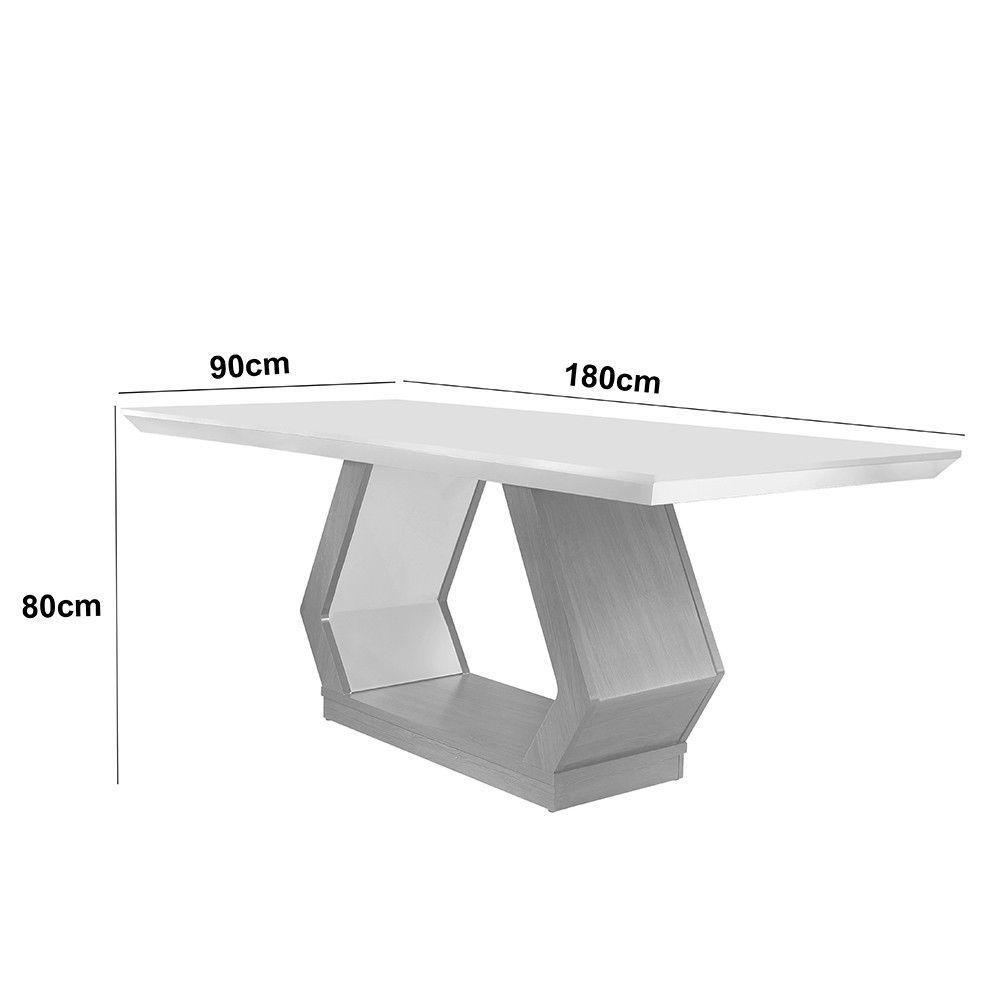 Mesa Para Sala De Jantar Lara 180cm Em Mdf E Vidro Grafite/ Imbuia/ Serig. Grafite - 4