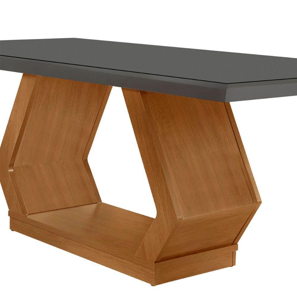 Mesa Para Sala De Jantar Lara 180cm Em Mdf E Vidro Grafite/ Imbuia/ Serig. Grafite - 5