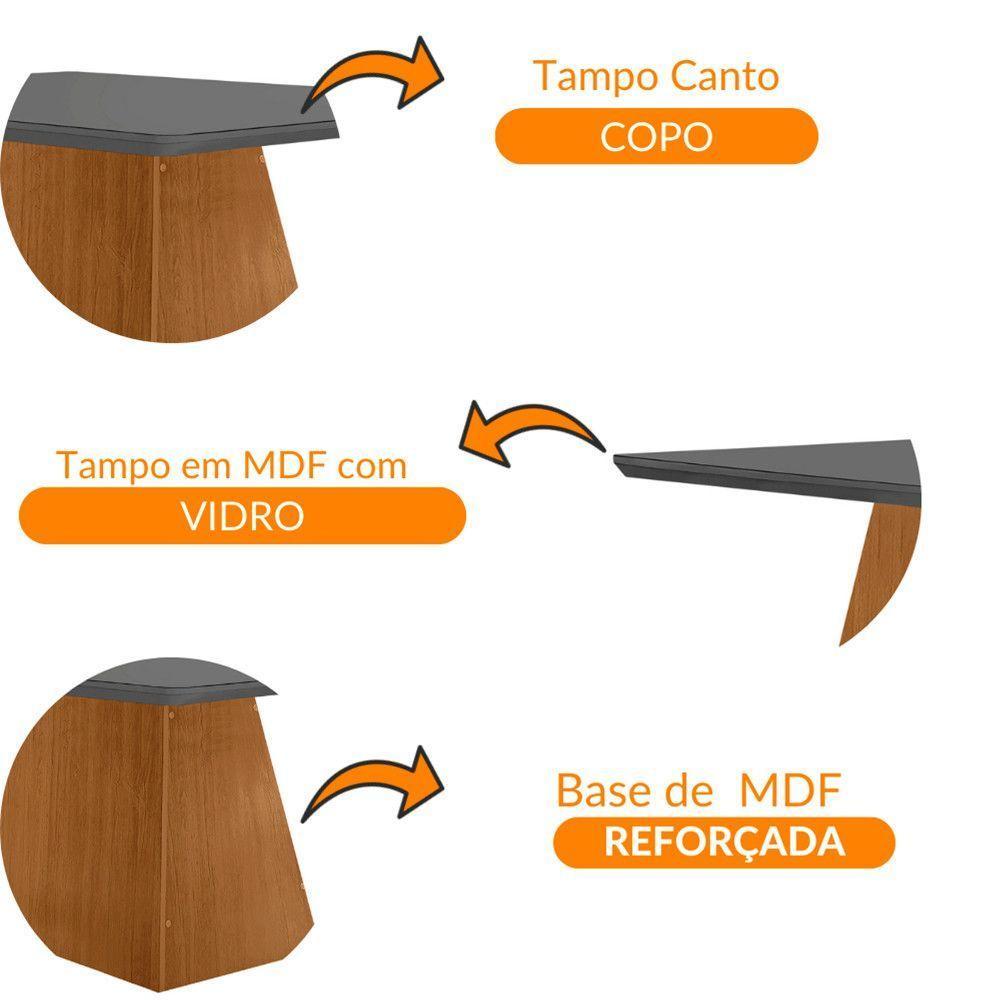 Mesa Sala De Jantar Aida 120cm Em Mdf E Vidro Com Canto Copo Grafite/ Imbuia/ Serig. Grafite - 7