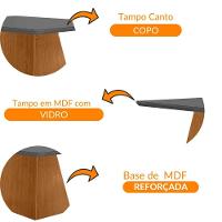 Mesa Sala De Jantar Aida 120cm Em Mdf E Vidro Com Canto Copo Grafite/ Imbuia/ Serig. Grafite - 5