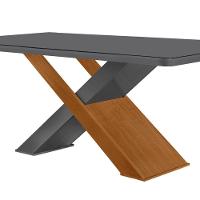 Mesa Sala De Jantar Carol 180cm Em Mdf E Vidro Com Canto Copo Grafite/ Imbuia/ Serig. Grafite - 3