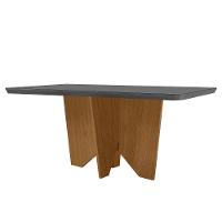 Mesa Sala De Jantar Evora 180cm Em Mdf E Vidro Com Canto Copo Grafite/ Imbuia/ Serig. Grafite - 1