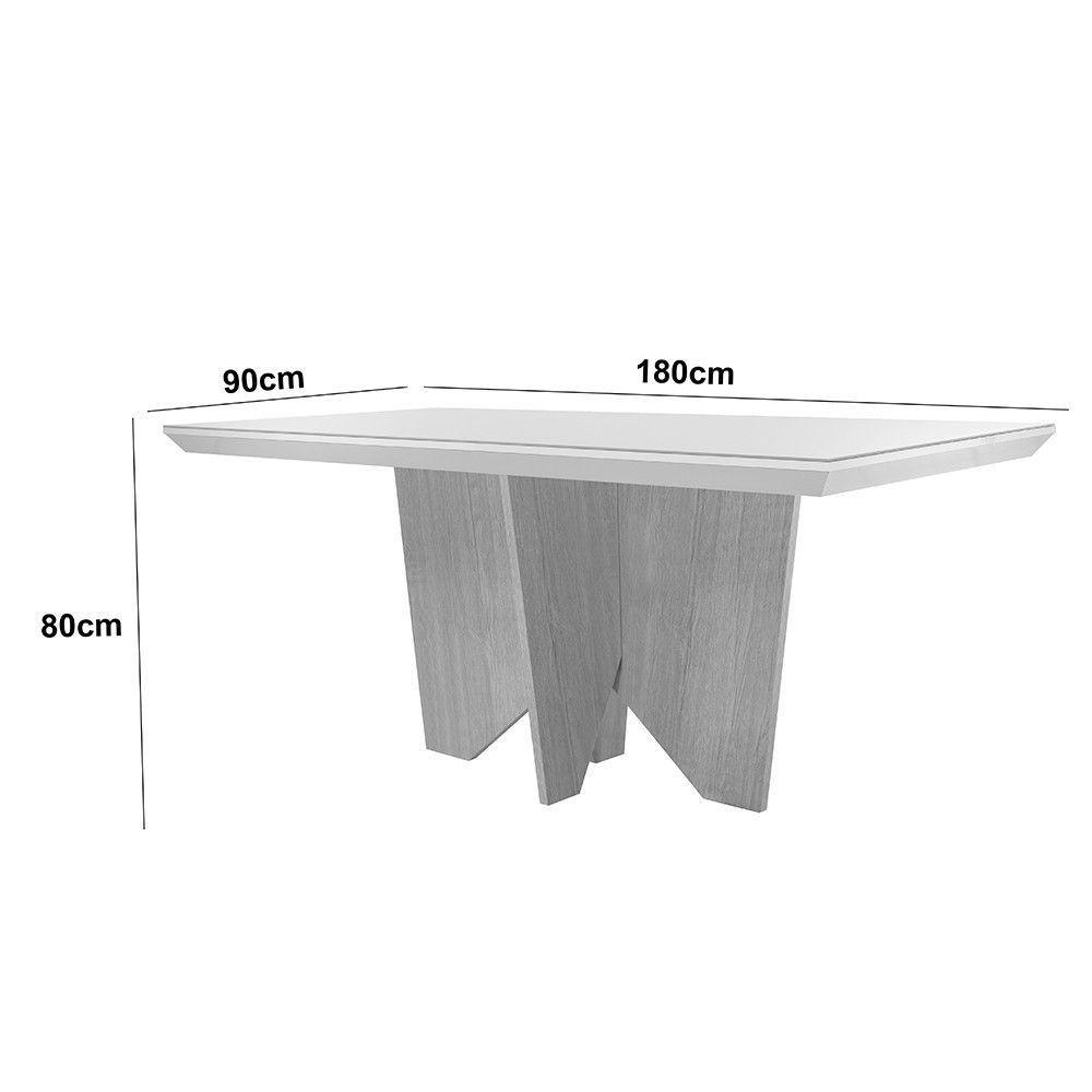 Mesa Para Sala De Jantar Evora 180cm Em Mdf E Vidro Off White/ Imbuia/ Serig. Off - 5
