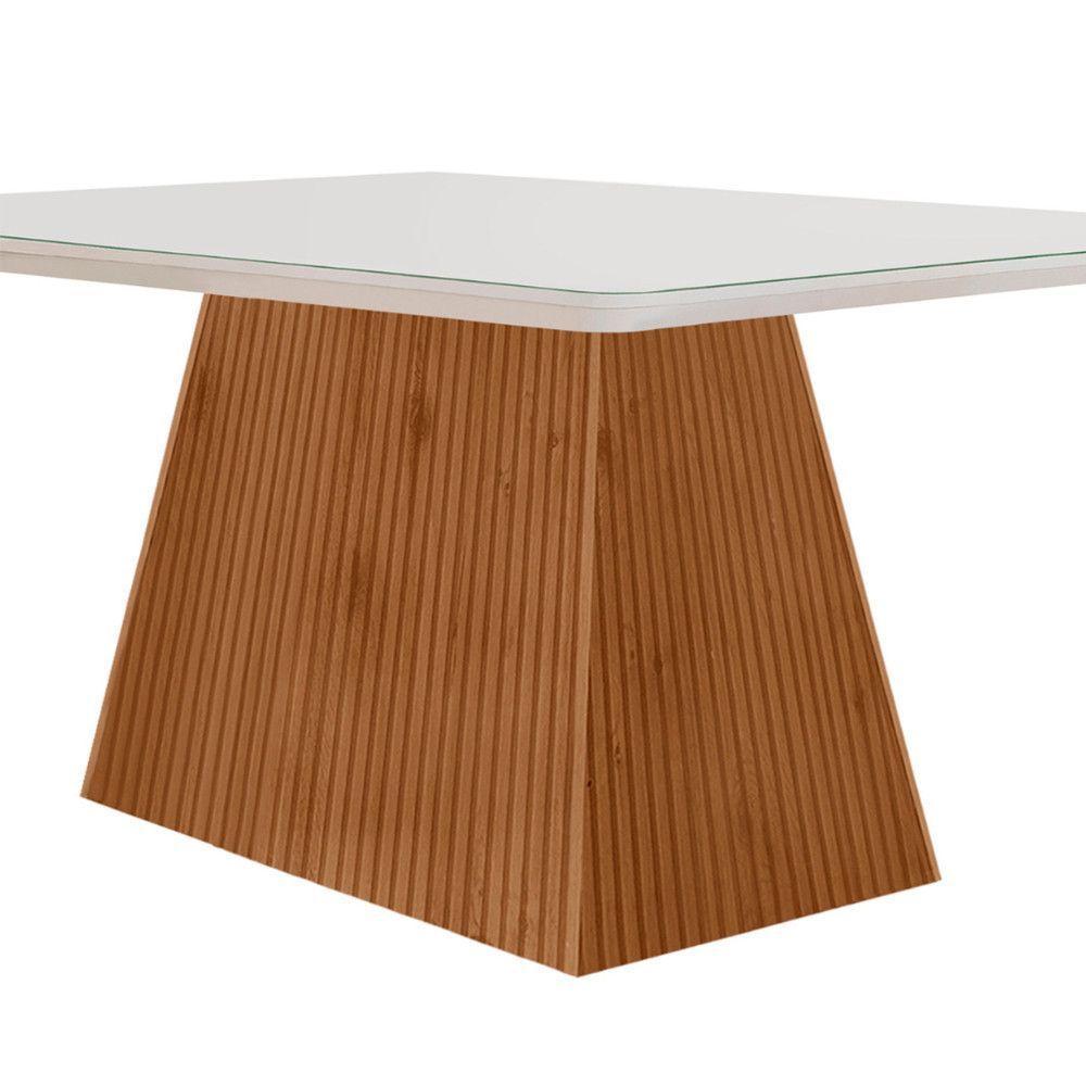 Mesa Sala De Jantar Aida 180cm Em Mdf E Vidro Com Canto Copo Off White/ Imb Rip/ Serig. Off - 4