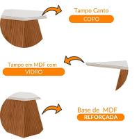 Mesa Sala De Jantar Aida 180cm Em Mdf E Vidro Com Canto Copo Off White/ Imb Rip/ Serig. Off - 2