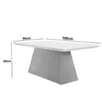 Mesa Sala De Jantar Aida 180cm Em Mdf E Vidro Com Canto Copo Off White/ Imb Rip/ Serig. Off - 5
