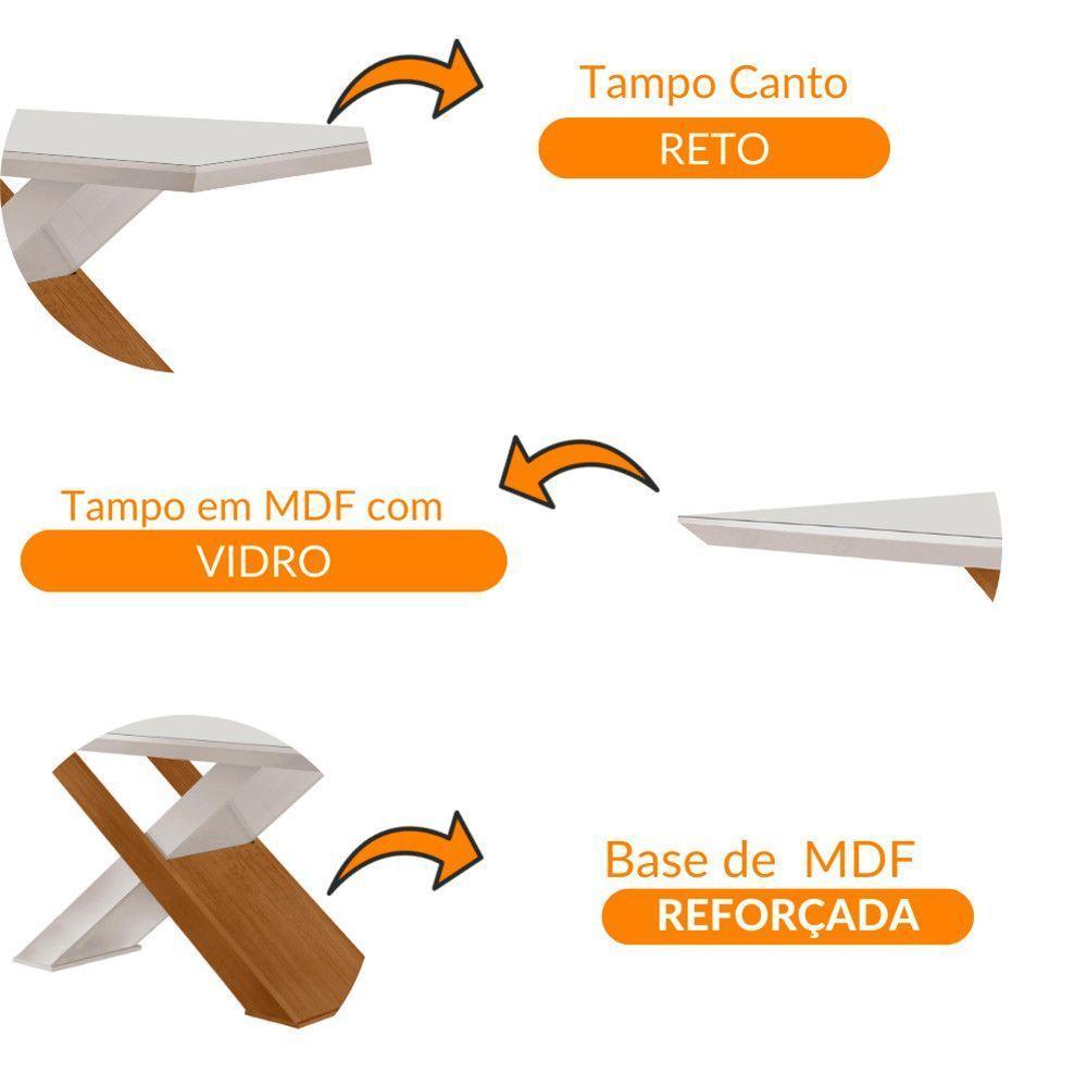 Mesa Para Sala De Jantar Carol 180cm Em Mdf E Vidro Canto Reto Off White/ Imbuia/ Serig. Off - 2