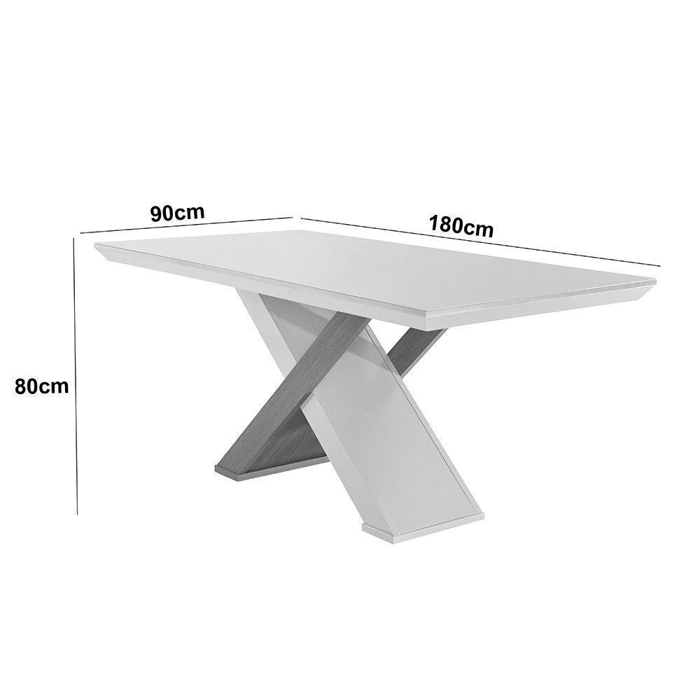 Mesa Para Sala De Jantar Carol 180cm Em Mdf E Vidro Canto Reto Off White/ Imbuia/ Serig. Off - 6