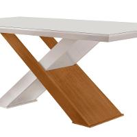 Mesa Para Sala De Jantar Carol 180cm Em Mdf E Vidro Canto Reto Off White/ Imbuia/ Serig. Off - 5