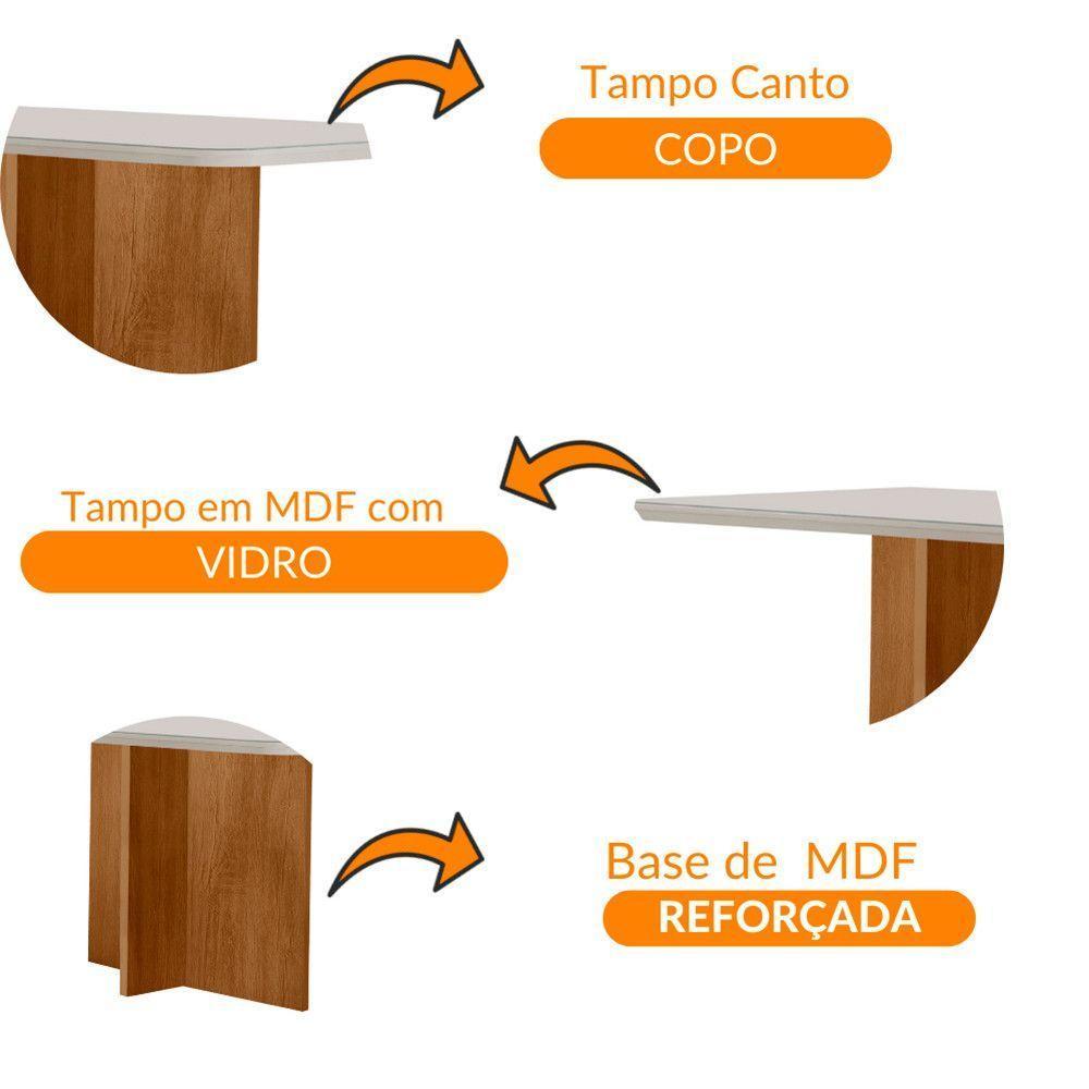 Mesa Sala De Jantar Olimpia 120cm Em Mdf E Vidro Com Canto Copo Off White/ Imbuia/ Serig. Off - 4