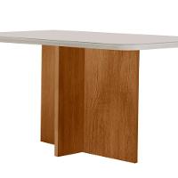 Mesa Sala De Jantar Olimpia 120cm Em Mdf E Vidro Com Canto Copo Off White/ Imbuia/ Serig. Off - 2