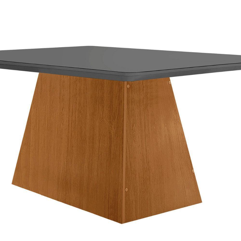 Mesa Sala De Jantar Aida 180cm Em Mdf E Vidro Com Canto Copo Grafite/ Imbuia/ Serig. Grafite - 3