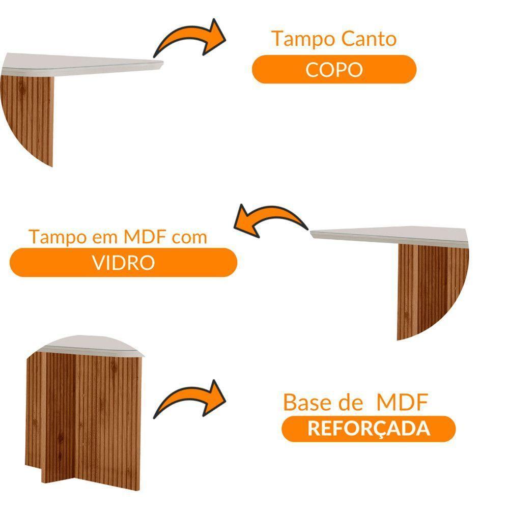 Mesa Sala De Jantar Olimpia 120cm Em Mdf E Vidro Com Canto Copo Off White/ Imb Rip/ Serig. Off - 4