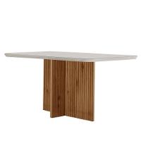 Mesa Sala De Jantar Olimpia 120cm Em Mdf E Vidro Com Canto Copo Off White/ Imb Rip/ Serig. Off - 1