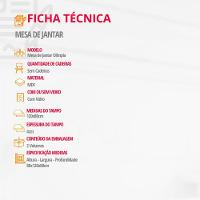 Mesa Sala De Jantar Olimpia 120cm Em Mdf E Vidro Com Canto Copo Off White/ Imb Rip/ Serig. Off - 2