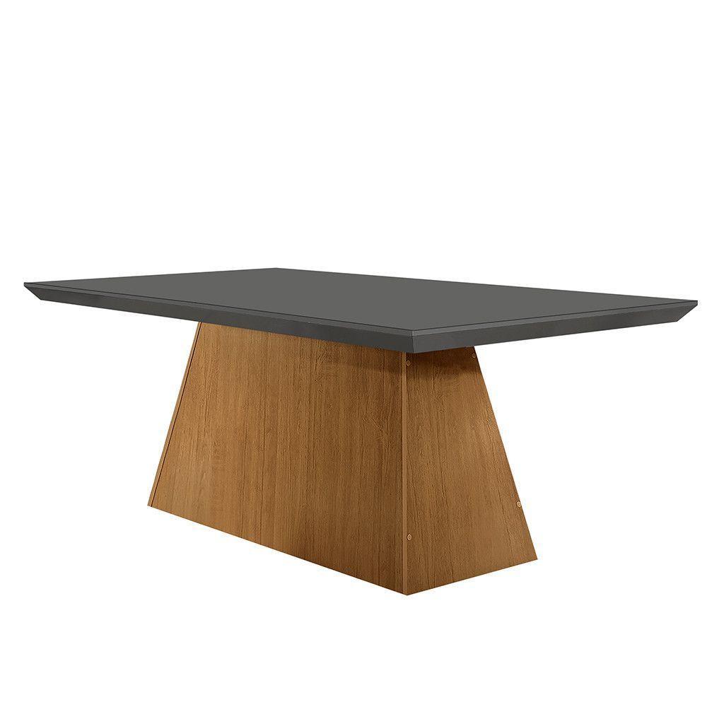 Mesa Para Sala De Jantar Aida 180cm Em Mdf E Vidro Grafite/ Imbuia/ Serig. Grafite - 1