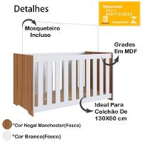Berço Com Mosquiteiro La001 Nogal Manchester Branco Comm Nogal Manchester Branco - 6