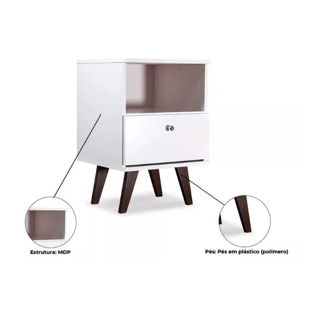 Mesa de Cabeceira Solteiro RT3019 c/ 1 Gaveta Oliva - Movelbento - 6