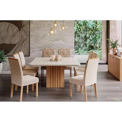 Sala De Jantar Completa Ana 130cm + 8 Cadeiras Fernanda Nature-ow-nude Cimol
