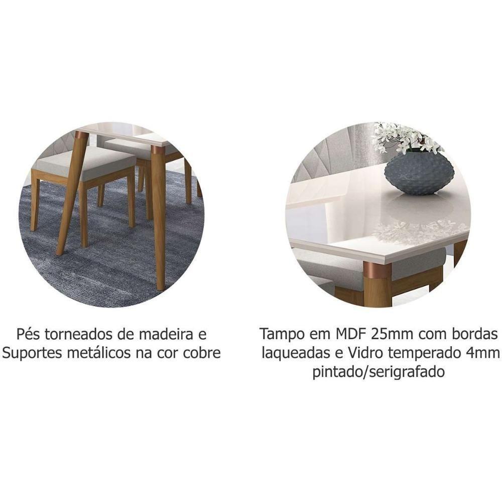 Sala de Jantar Completa Adele c/ Tampo Madeirado 130cm + 4 Cadeiras Fernanda Madeira/OW/Joli - Cimol - 5