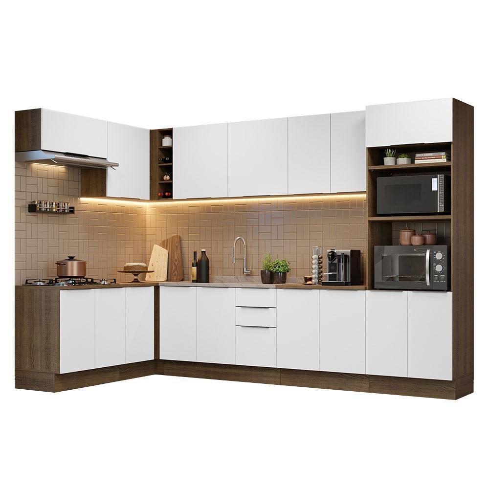 Armário De Cozinha Completa De Canto 499cm Rustic/branco Stella Madesa 01 Rustic/branco - 7