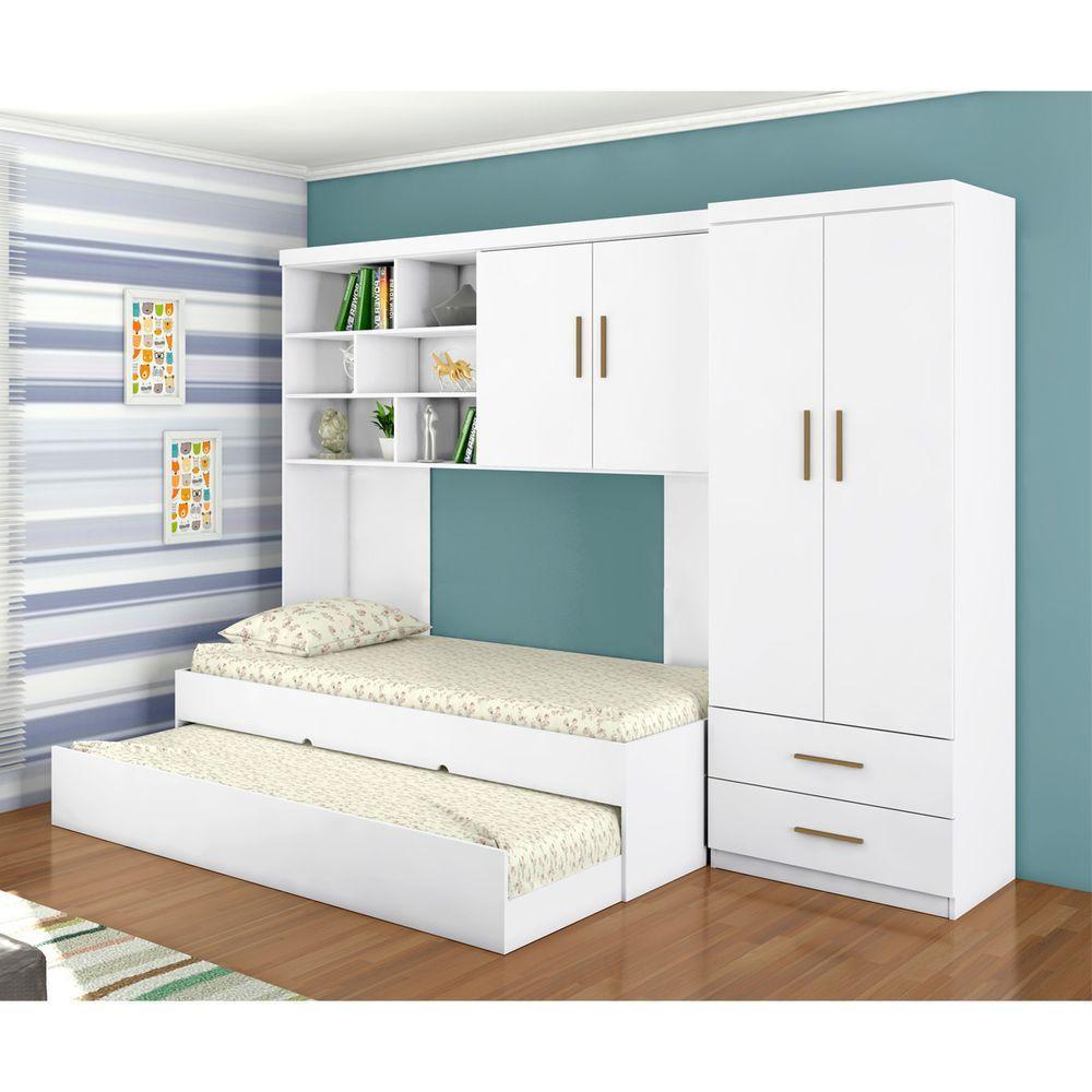 Jogo De Quarto Infantil Com 4 Peças Com 4 Portas E 2 Gavetas Chiara Cor Branco Phoenix Baby - 1