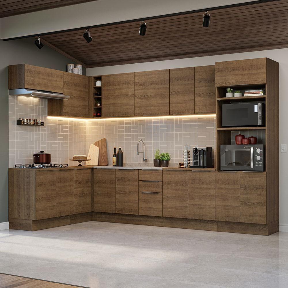 Armário De Cozinha Completa De Canto 499cm Rustic Stella Madesa 01 Rustic - 1