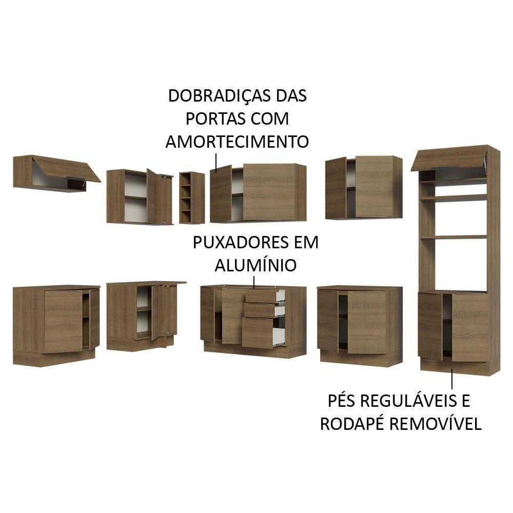 Armário De Cozinha Completa De Canto 499cm Rustic Stella Madesa 01 Rustic - 9