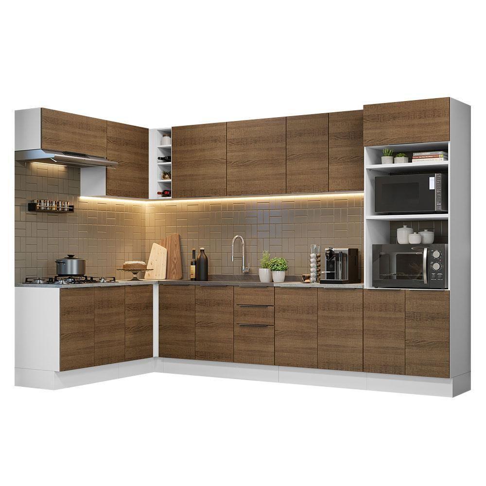 Armário De Cozinha Completa De Canto 499cm Branco/rustic Stella Madesa 01 Branco/rustic - 6